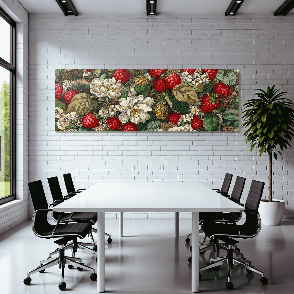 Vintage Botanische Illustration Mit Himbeeren Brombeeren Und Grünen Blättern