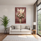 Trocken Retro Flowers Arrangement In Dekorativem Vase Mit Rosen Und Getrockneten Blüten