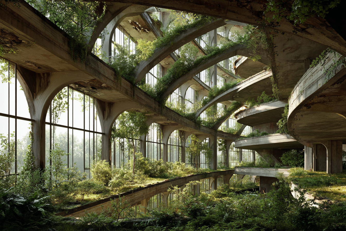 Verlassener Architektonischer Raum Natur Übernimmt Zerfall Und Neuordnung | Lost Places | Architektur