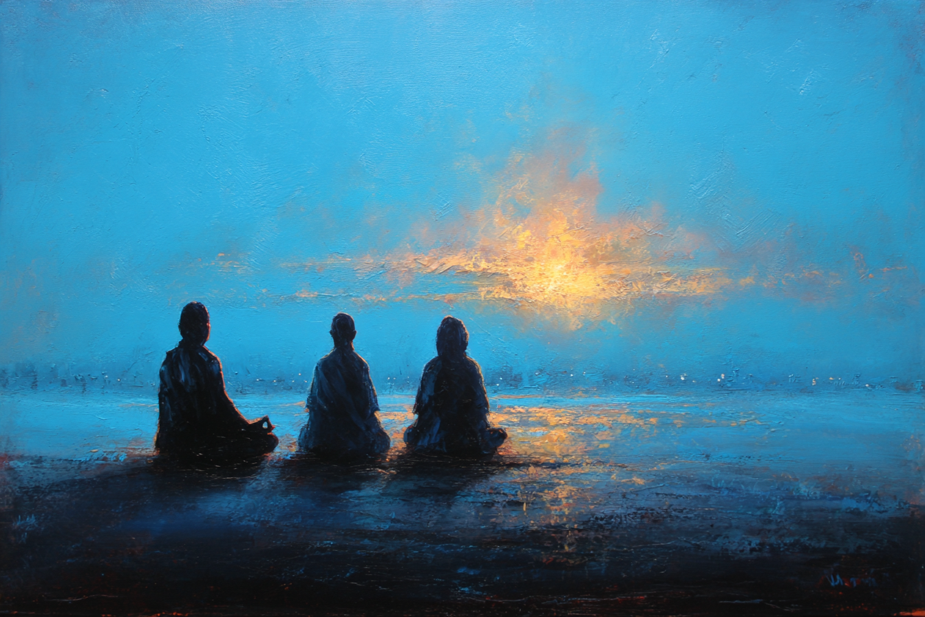 Yoga Meditation Friedliche Szenen Meditation Am Ufer Beim Sonnenuntergang | Yoga und Meditation | Themen und Hobbys