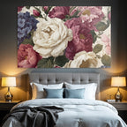 Vintage floral pattern with peonies and hydrangeas