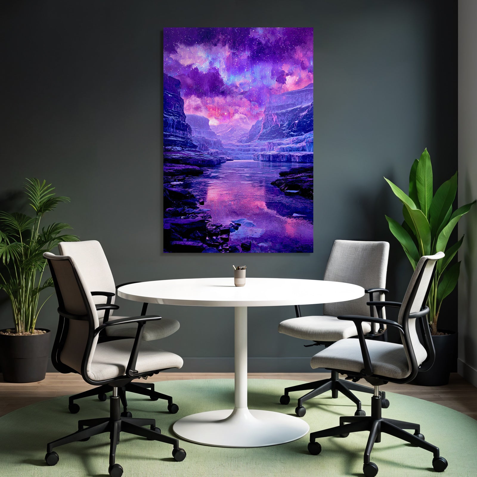 Polarlicht Fantastische Landschaft Mit Fluss Und Sternenhimmel | Fjorde und Gletscher | Landschaften