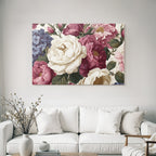 Vintage floral pattern with peonies and hydrangeas