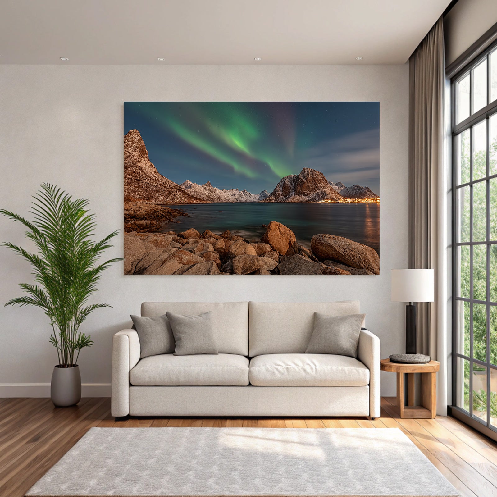 Polarlicht Schöne Landschaft Mit See Und Norlicht In Den Polarregionen | Fjorde und Gletscher | Landschaften