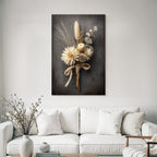 Trocken Retro Flowers Getrocknete Straus Mit Gras Schnur Dunkler Hintergrund