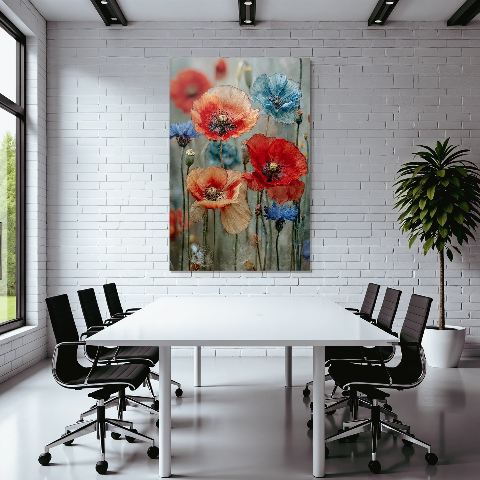 Schone Anordnung Mit Mohn Und Korn In Rot Orange Und Blau