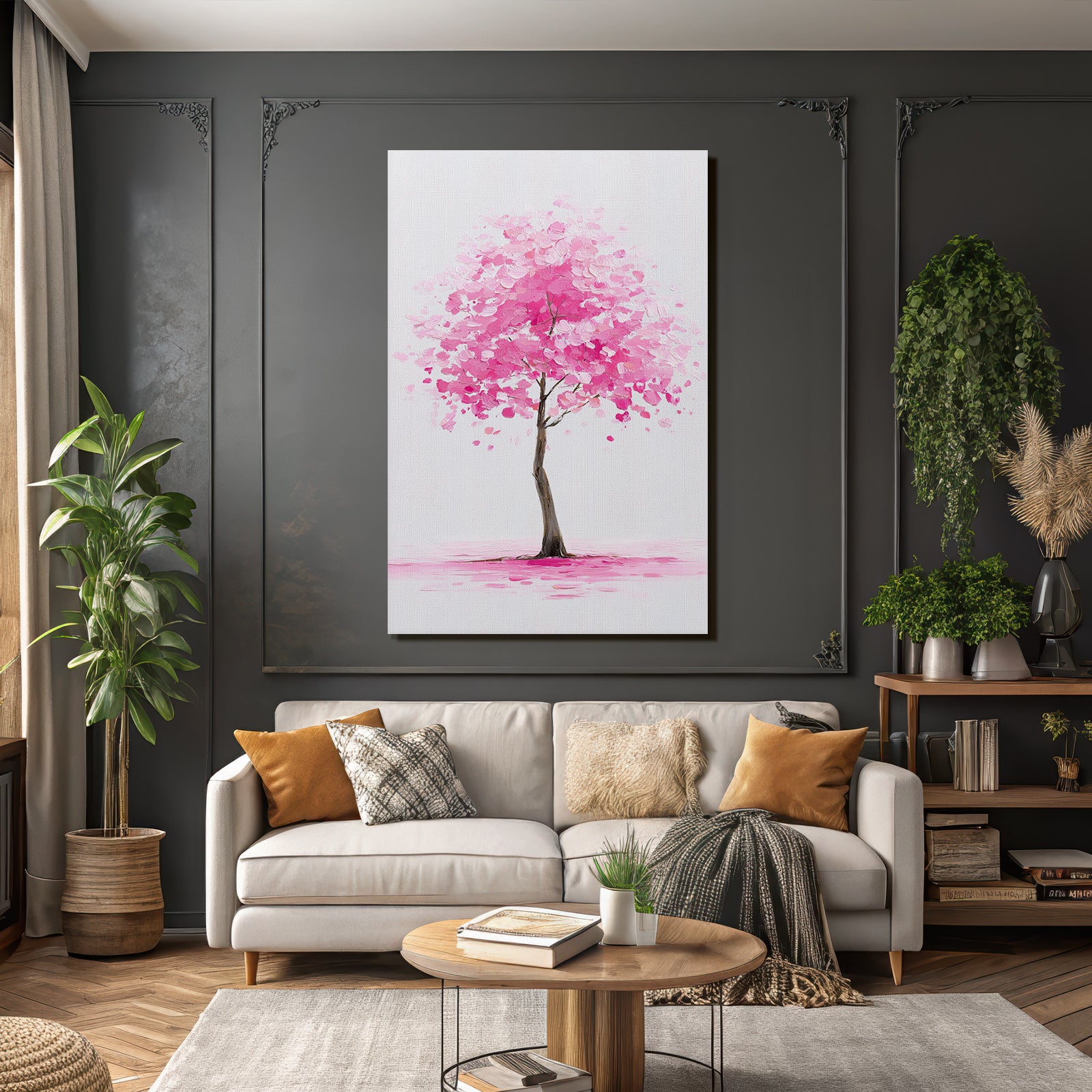 Zartrosa Baum Mit Minimalistischem Hintergrund