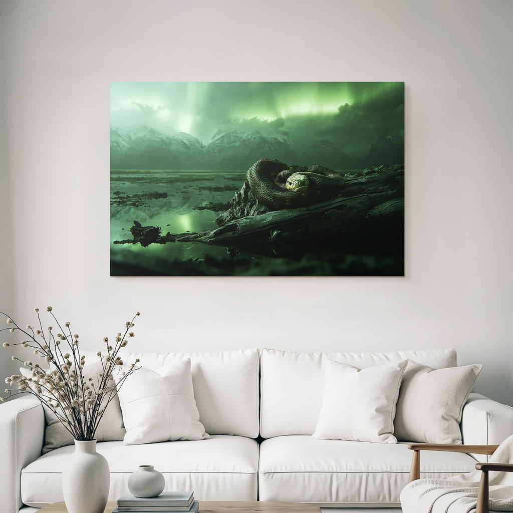 Polarlicht Grosser Schlange Um Driftwood Mit Grüner Aurora Im Hintergrund | Fjorde und Gletscher | Landschaften