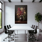 Trocken Retro Flowers Dried Flower Bouqüt In Rustic Black Vase Mit Farbenfrohen