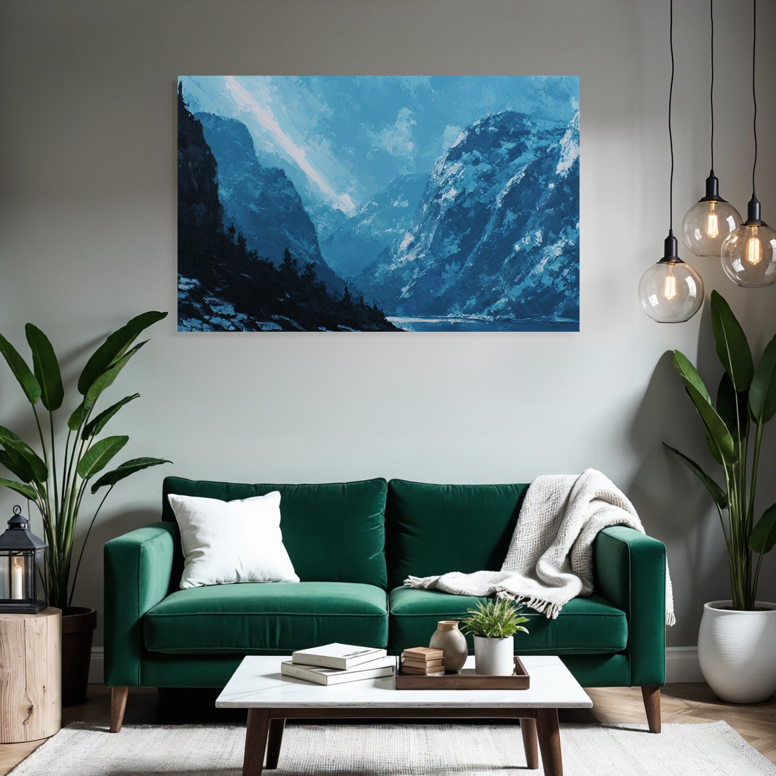 Polarlicht Berglandschaft Mit Blaüm Himmel Und Rosen Landschaft Herbstmalerei | Fjorde und Gletscher | Landschaften