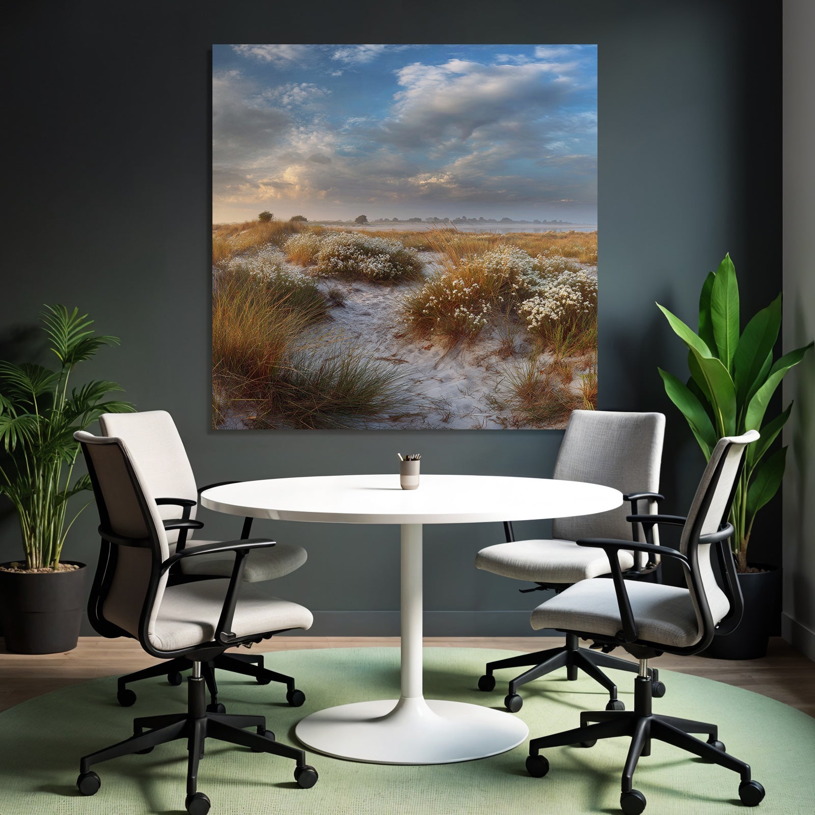 Friedliche Landschaft Sandy Terrain Gras Blumen Dawn Dusk | Duenen und Heide | Landschaften