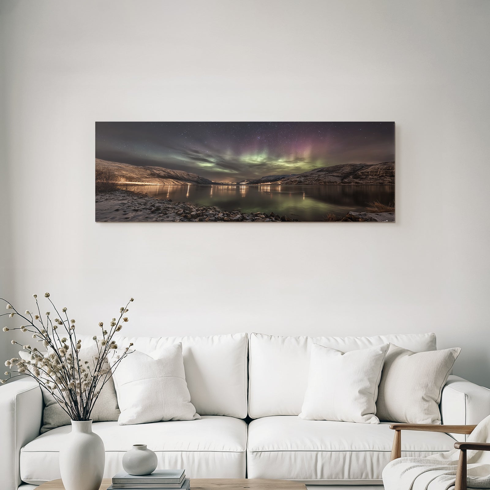 Polarlicht Nachtlandschaft Starhimmel Und Aurora Reflexion Auf Wasser | Fjorde und Gletscher | Landschaften