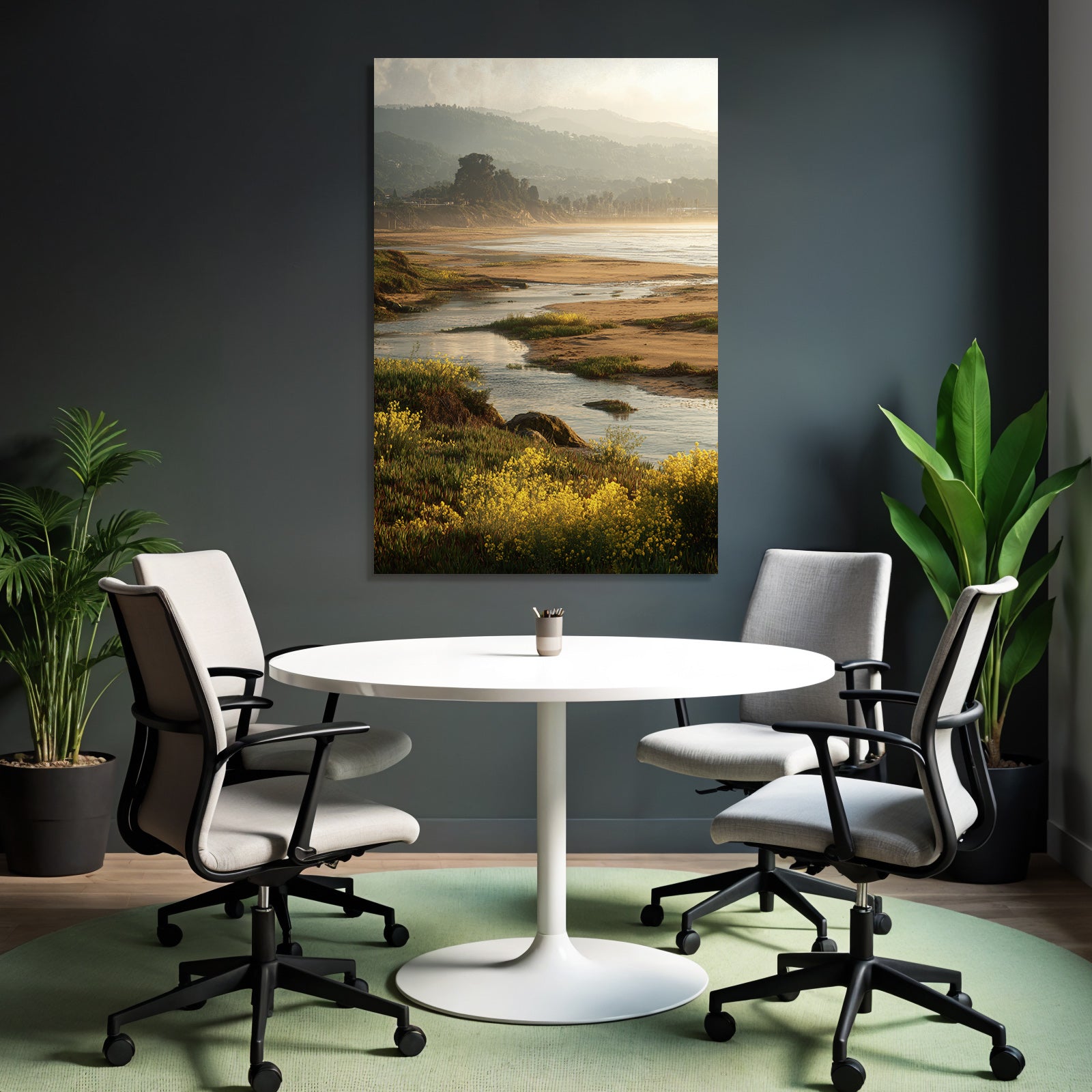 Friedliche Naturlandschaft Fluss Flora Hügel Warmes Licht | Duenen und Heide | Landschaften