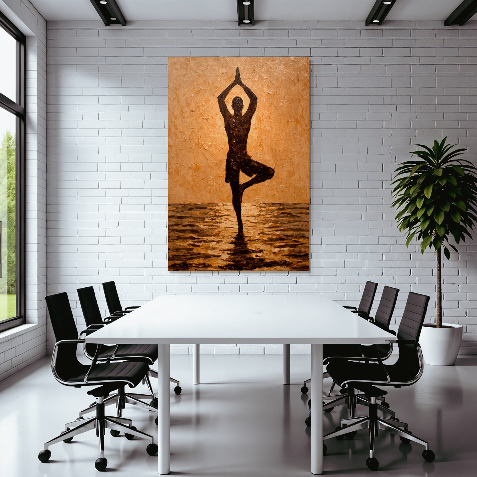 Yoga Meditation Baum Yoga Pose Beruhigung Ölmalerei | Yoga und Meditation | Themen und Hobbys