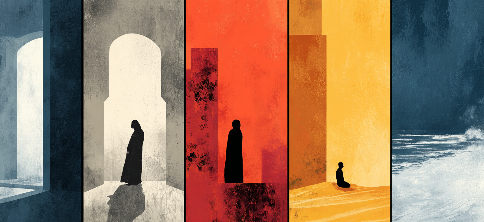 Yoga Meditation Abstrakte Illustrationen Panels Emotionale Reise Und Introspektion | Yoga und Meditation | Themen und Hobbys