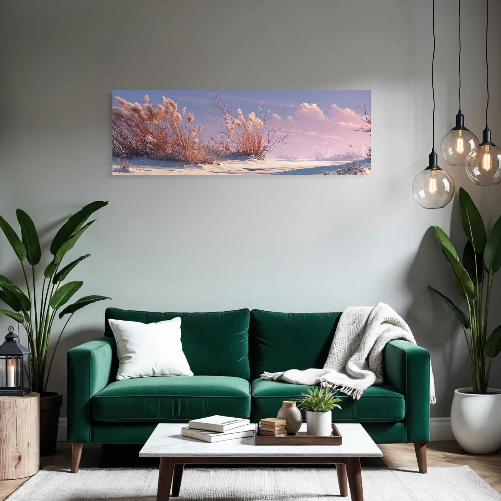 Ruhige Winterlandschaft Mit Gras Und Pastellfarbenem Himmel | Duenen und Heide | Landschaften