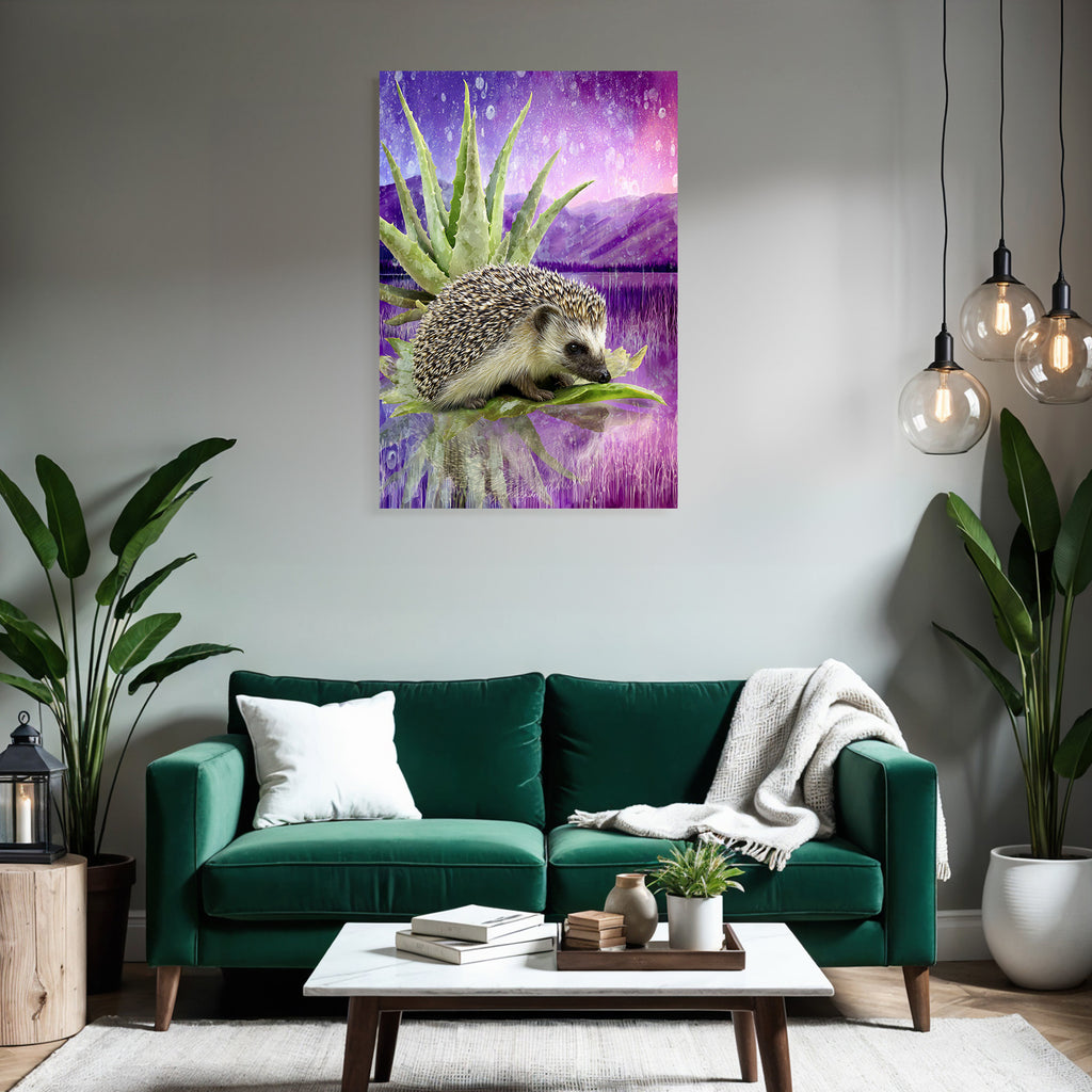 Polarlicht Igel Auf Aloe Pflanze Lebendige Hintergrund Farbenfrohe Landschaft | Fjorde und Gletscher | Landschaften