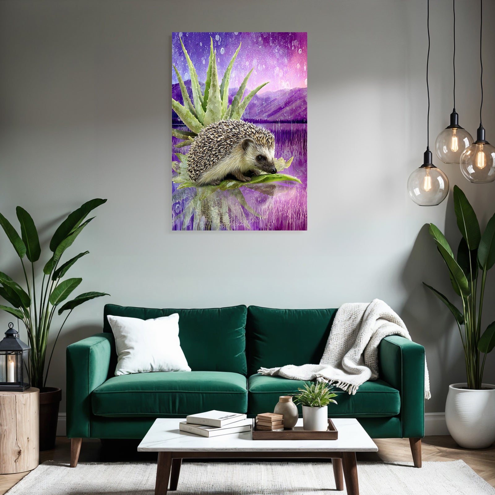 Polarlicht Igel Auf Aloe Pflanze Lebendige Hintergrund Farbenfrohe Landschaft | Fjorde und Gletscher | Landschaften
