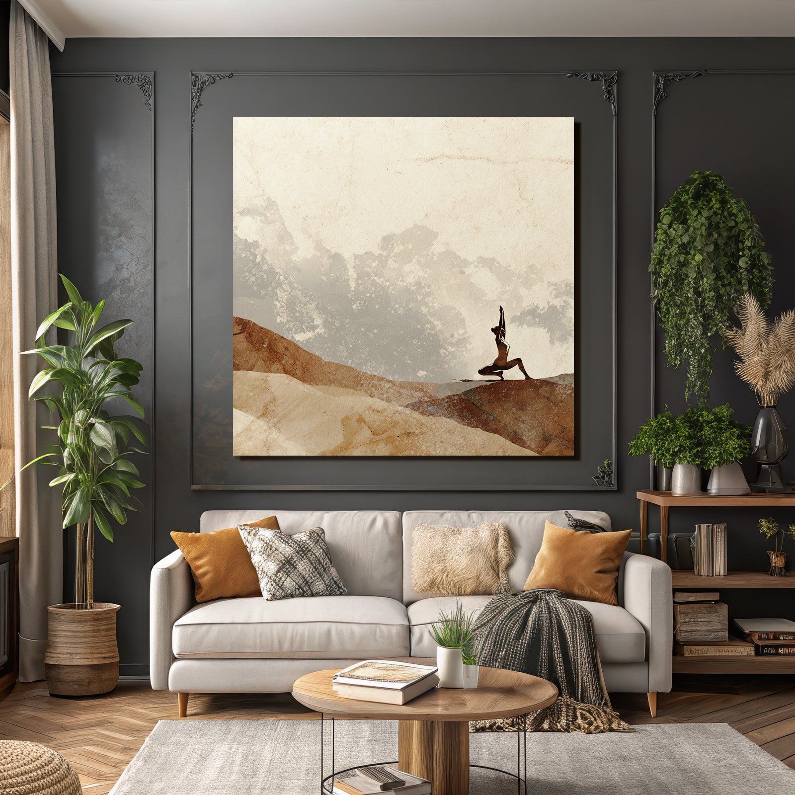 Yoga Meditation Yoga Pose Tranquil Nature Illustration Texturiert Erde Töne Abstract | Yoga und Meditation | Themen und Hobbys