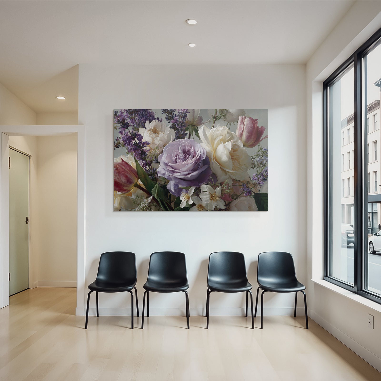 Florales Gemälde Mit Rosen Tulpen Und Frühlingsblüten
