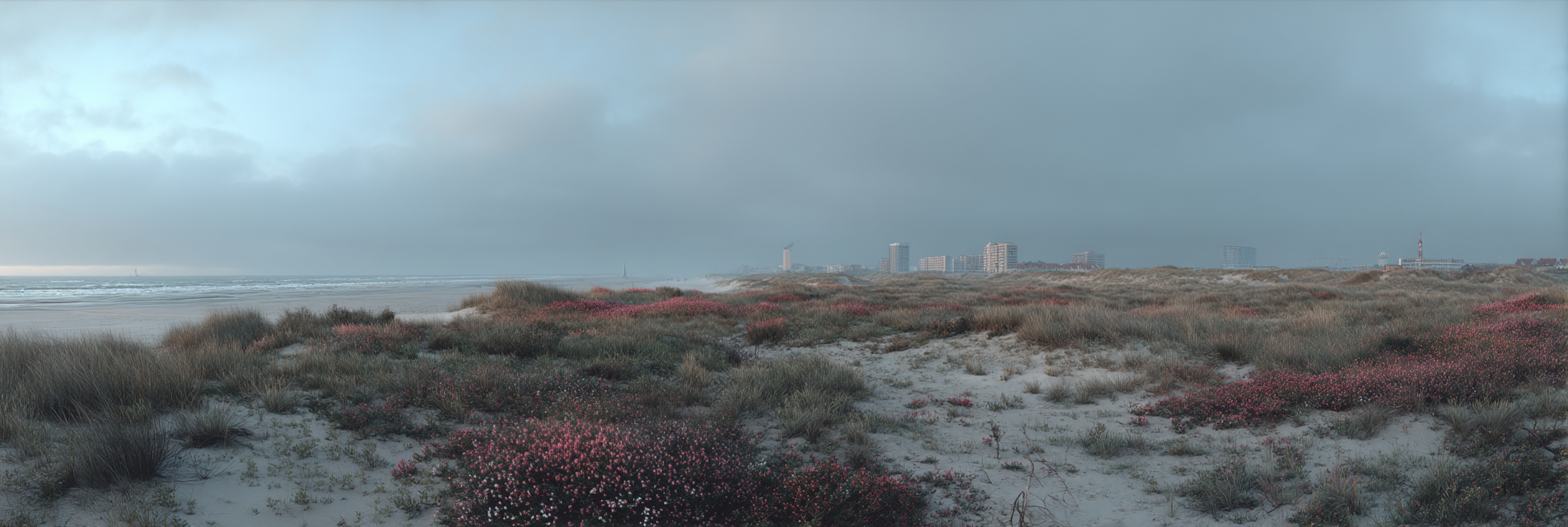 Strandszene Mit Dünen Und Vegetation Übercast Tag | Duenen und Heide | Landschaften