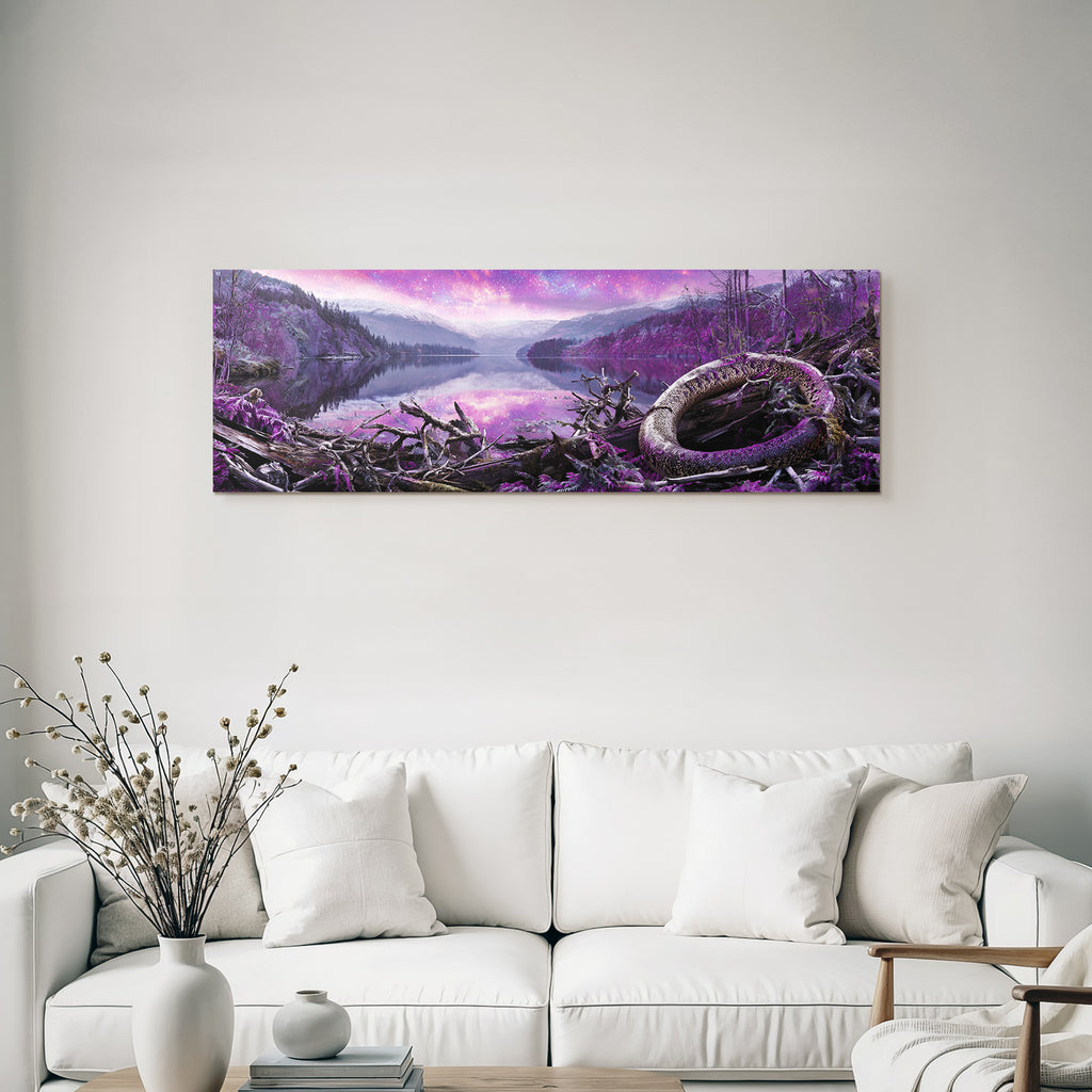 Polarlicht Surreale Landschaft Mit See Und Coiled Creature | Fjorde und Gletscher | Landschaften