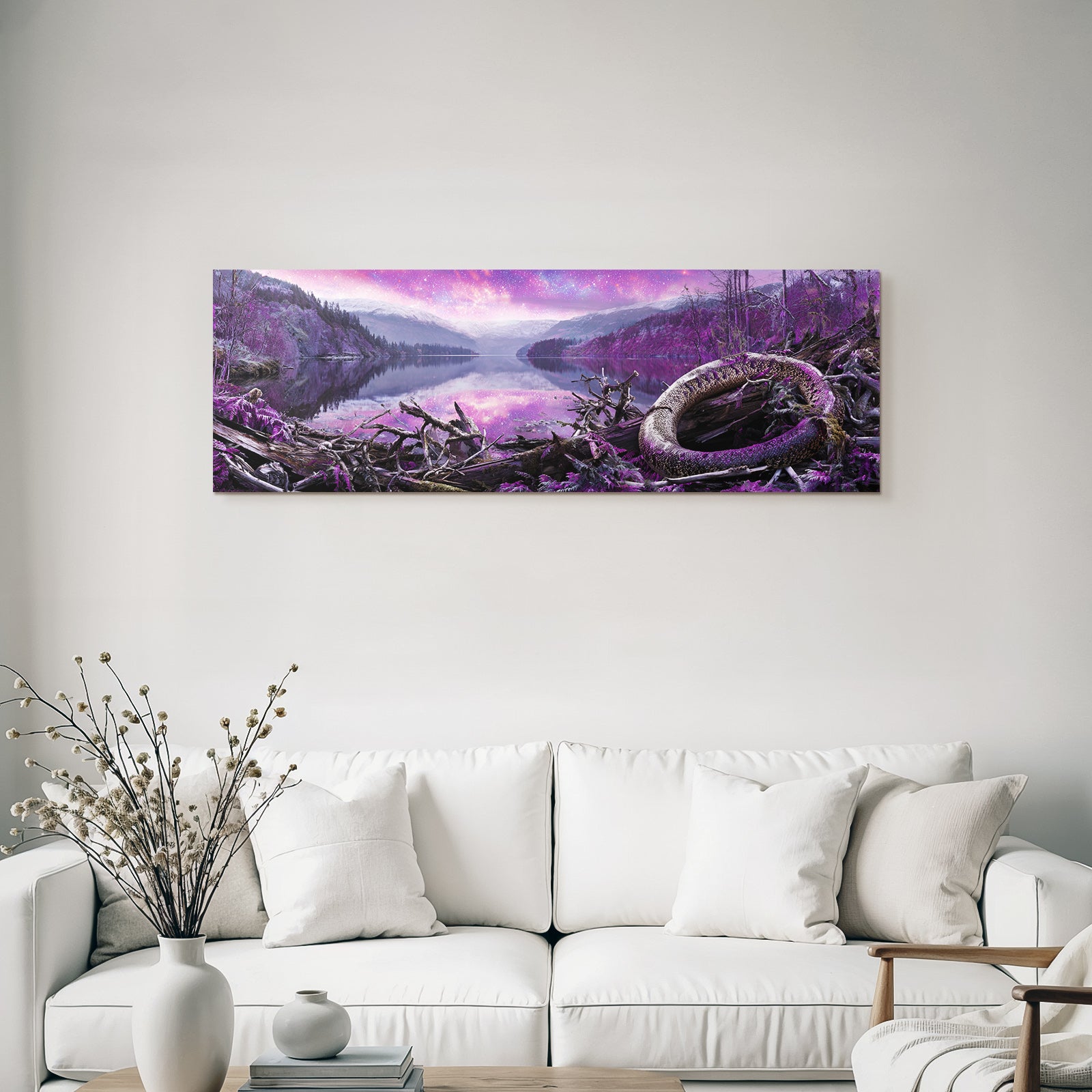 Polarlicht Surreale Landschaft Mit See Und Coiled Creature | Fjorde und Gletscher | Landschaften
