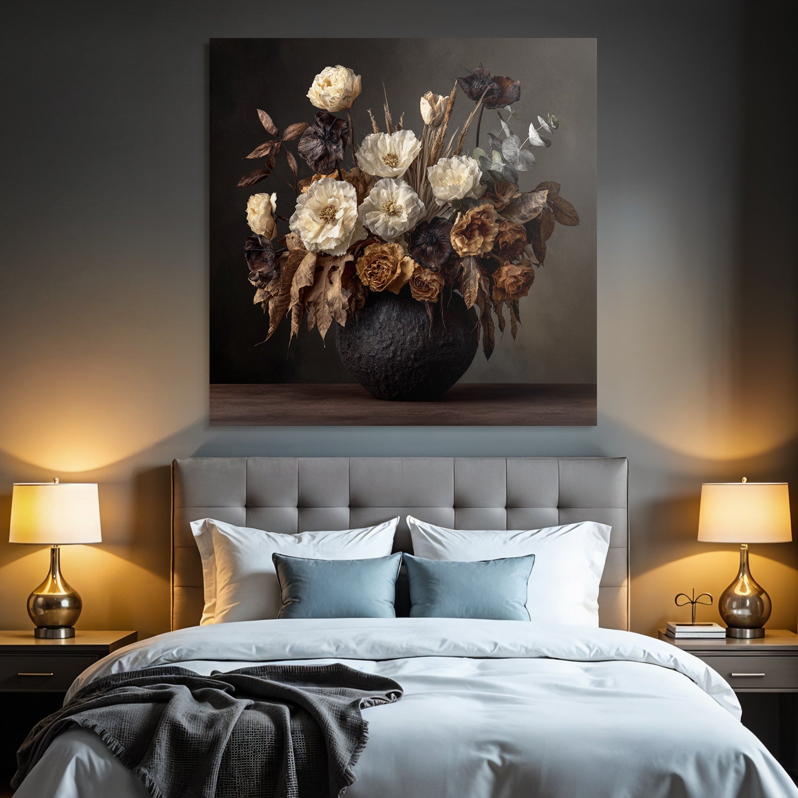Trocken Retro Flowers Kreative Anordnung Getrockneter Und Blätter In Vase