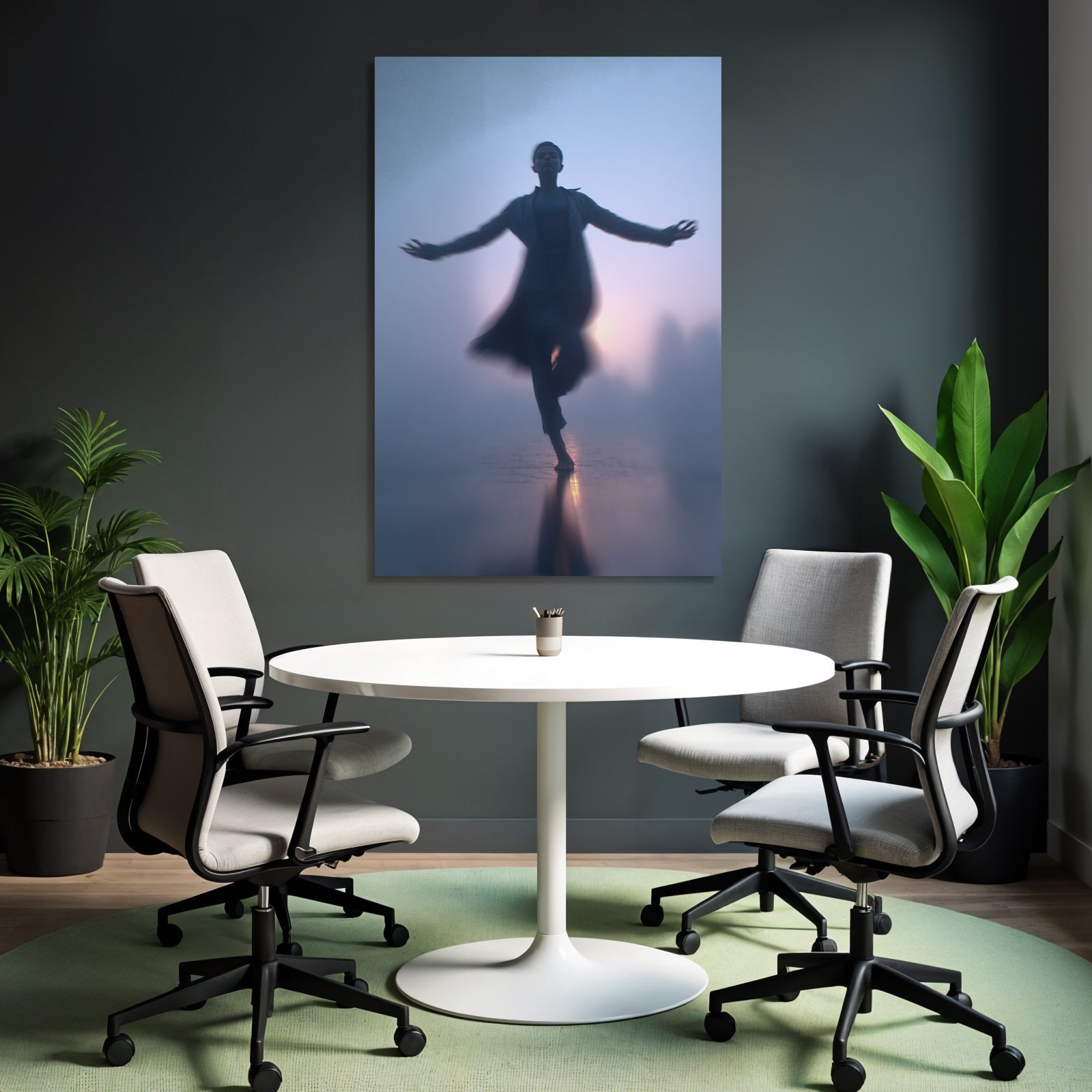 Yoga Meditation Tanzende Figur In Nebliger Umgebung Etherale Schönheit Und Tranquilität | Yoga und Meditation | Themen und Hobbys