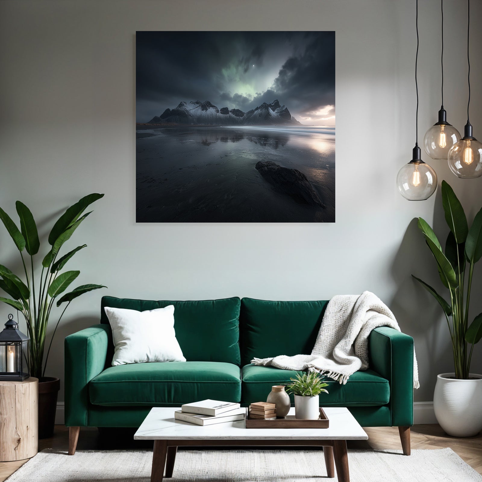 Polarlicht Dramatische Landschaft Rugged Mountains Wolken Und Reflexionen | Fjorde und Gletscher | Landschaften