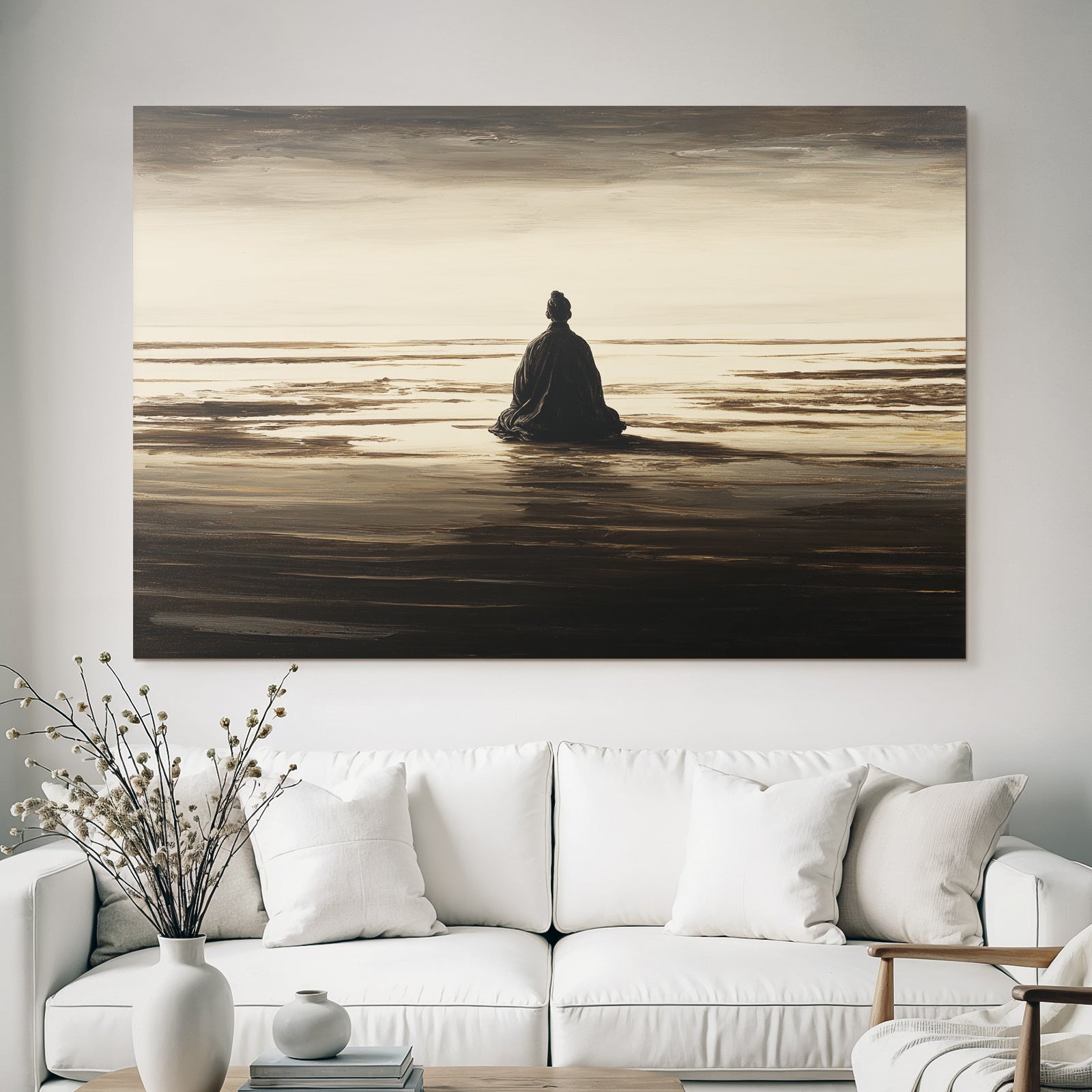 Yoga Meditation Figura Sitzend Am Ufer In Natur Reflexion Selbstbetrachtung | Yoga und Meditation | Themen und Hobbys