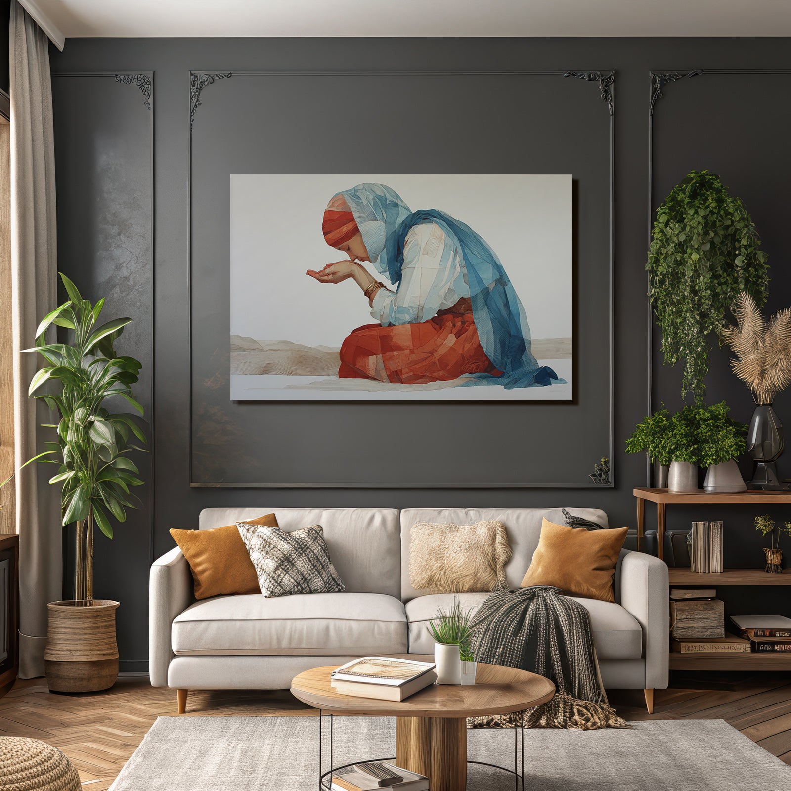 Yoga Meditation Kontemplative Frau In Reichen Farben | Yoga und Meditation | Themen und Hobbys