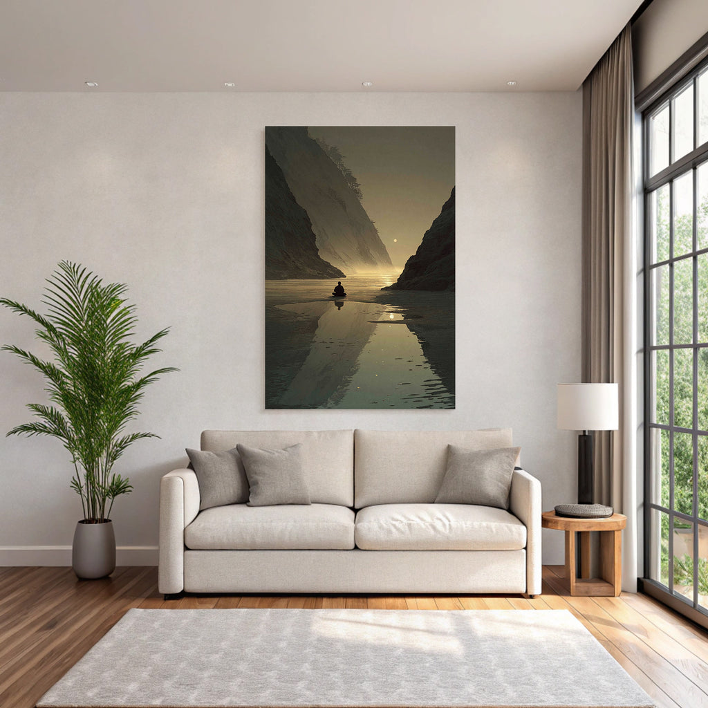 Yoga Meditation Ruhige Landschaft Meditierende Person Am Wasser Sonnenuntergang | Yoga und Meditation | Themen und Hobbys