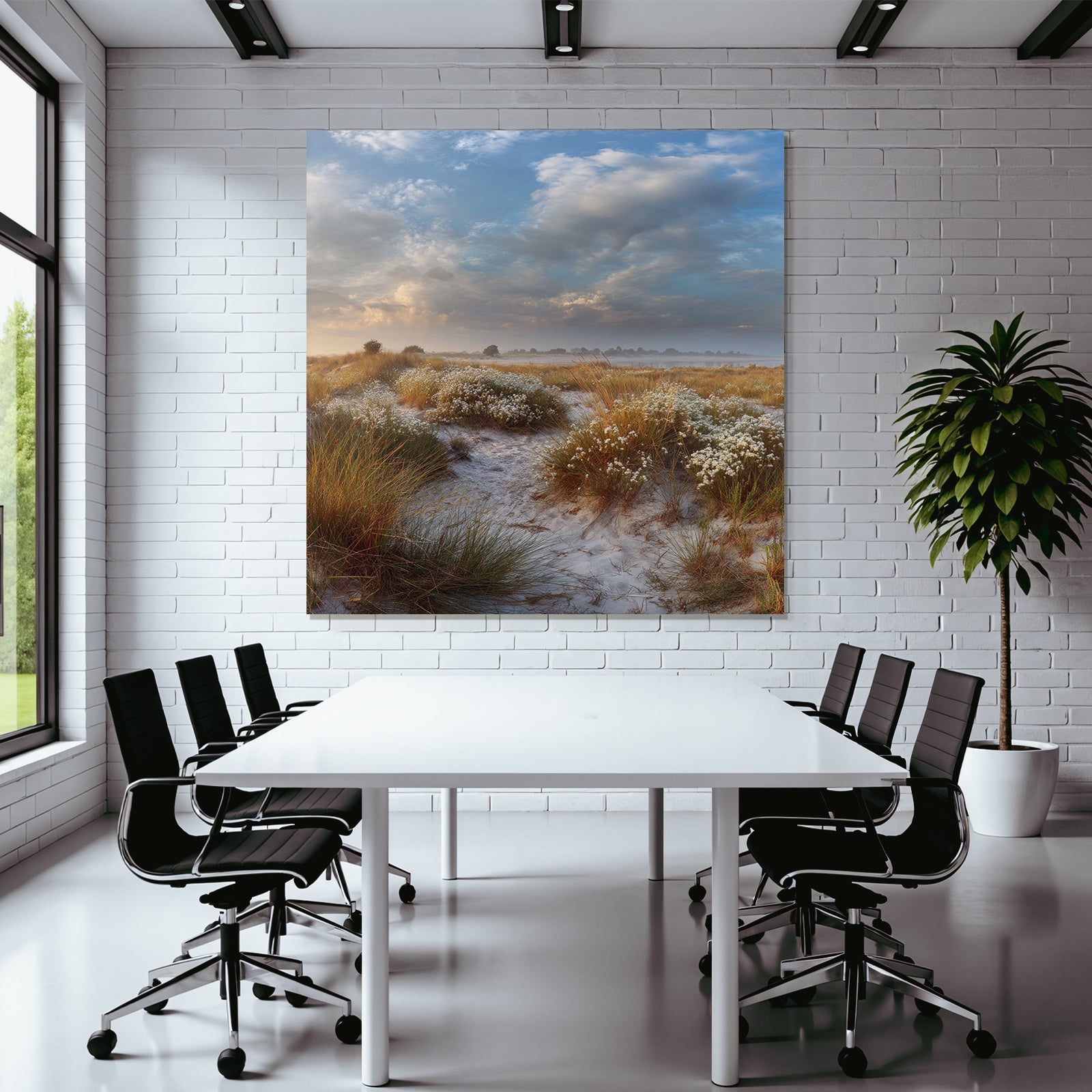 Friedliche Landschaft Sandy Terrain Gras Blumen Dawn Dusk | Duenen und Heide | Landschaften