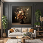Trocken Retro Flowers Getrocknete Kranz Im Dunklen Vase Mit Warmem Hintergrund