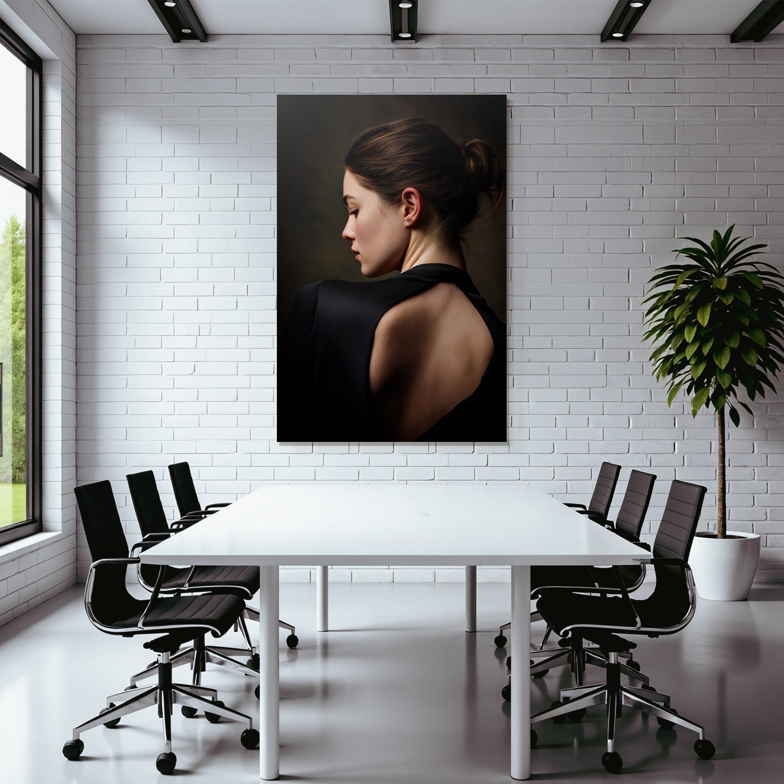 Elegante Porträt Von Hinten Introspektiv Schwarz Grazie | Aktkunst und Sinnlichkeit | Menschen und Emotionen