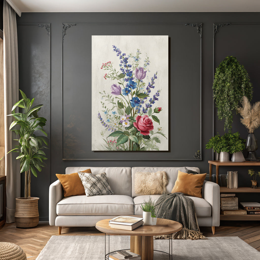 Schönes Arrangement Mit Rosen Und Bunten Blüten