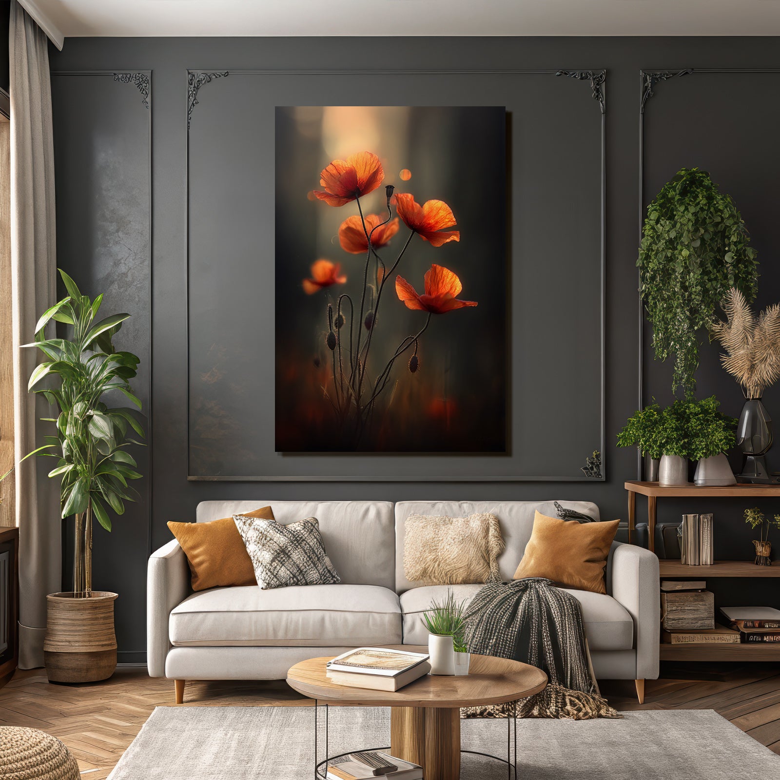 Sanfte Orange Mohn Vor Weichem Hintergrund