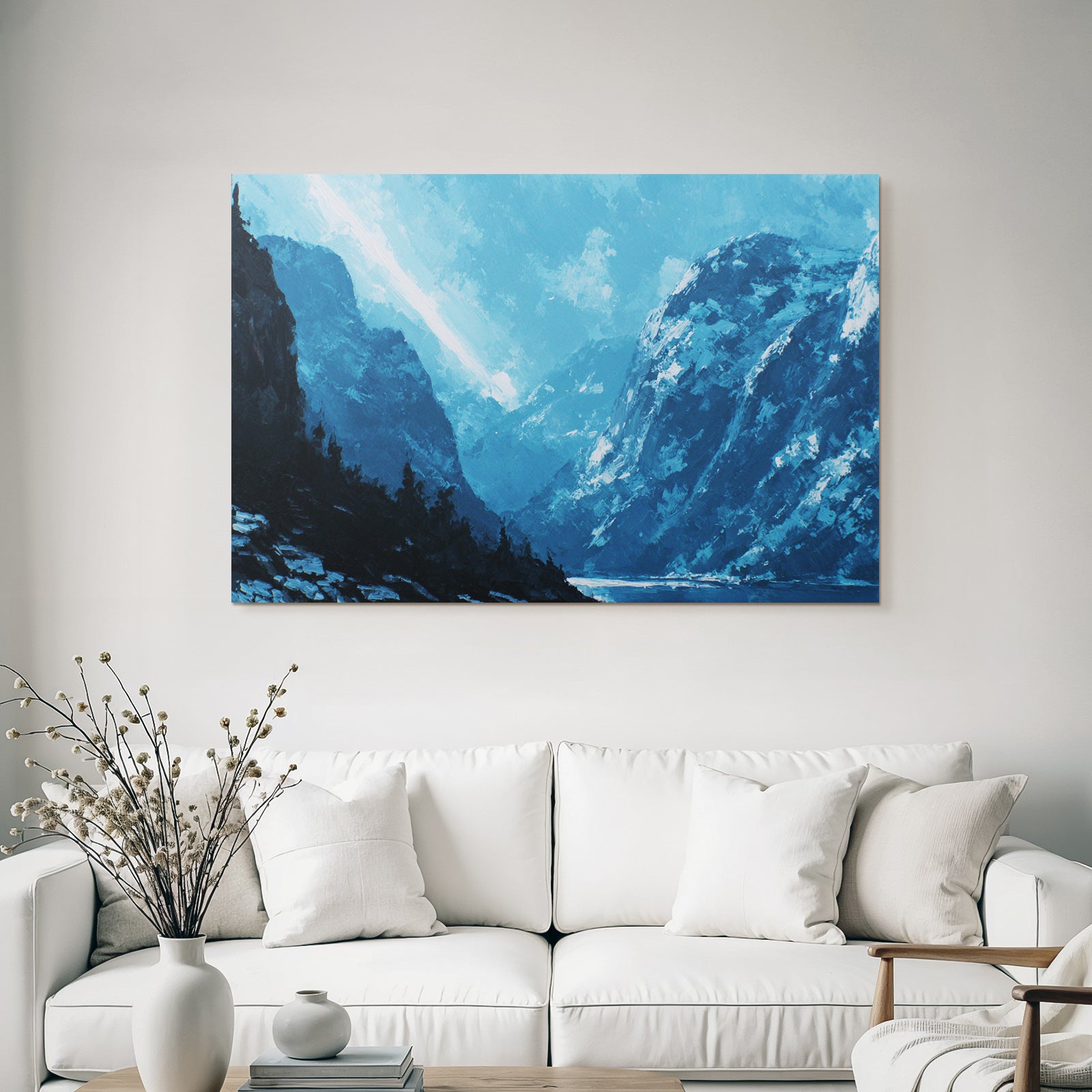 Polarlicht Berglandschaft Mit Blaüm Himmel Und Rosen Landschaft Herbstmalerei | Fjorde und Gletscher | Landschaften