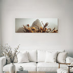 Trocken Retro Flowers Getrocknete Mit Montanlandschaft Im Hintergrund