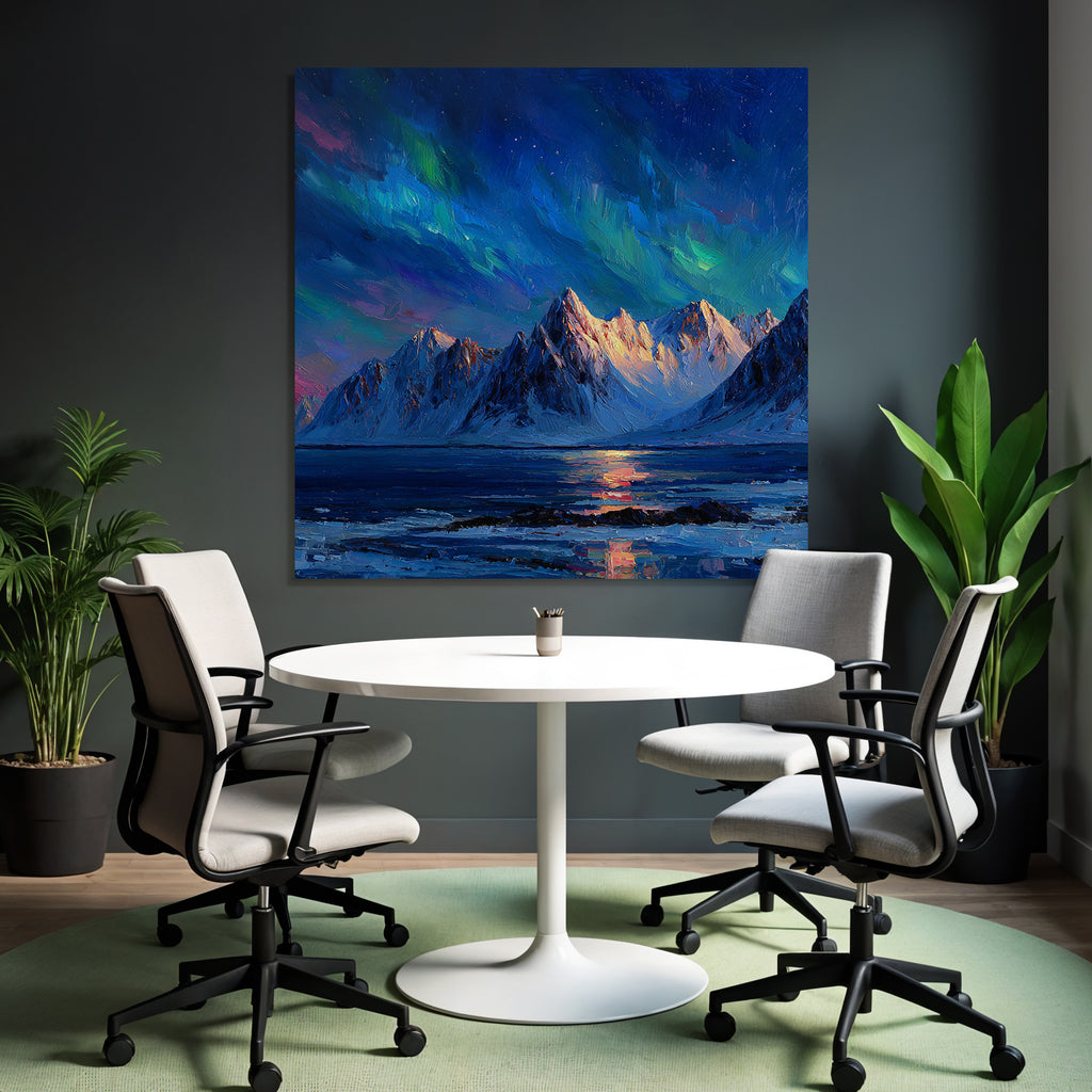 Polarlicht Vibrante Impressionistische Landschaft Nacht Himmel Auroren Reflexion Wasser | Fjorde und Gletscher | Landschaften