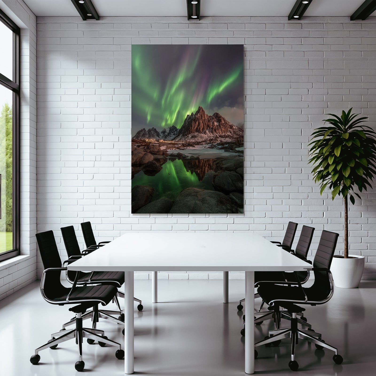 Polarlicht Nordlichter In Der Natur Mit Sternen Himmel Und Bergen | Fjorde und Gletscher | Landschaften
