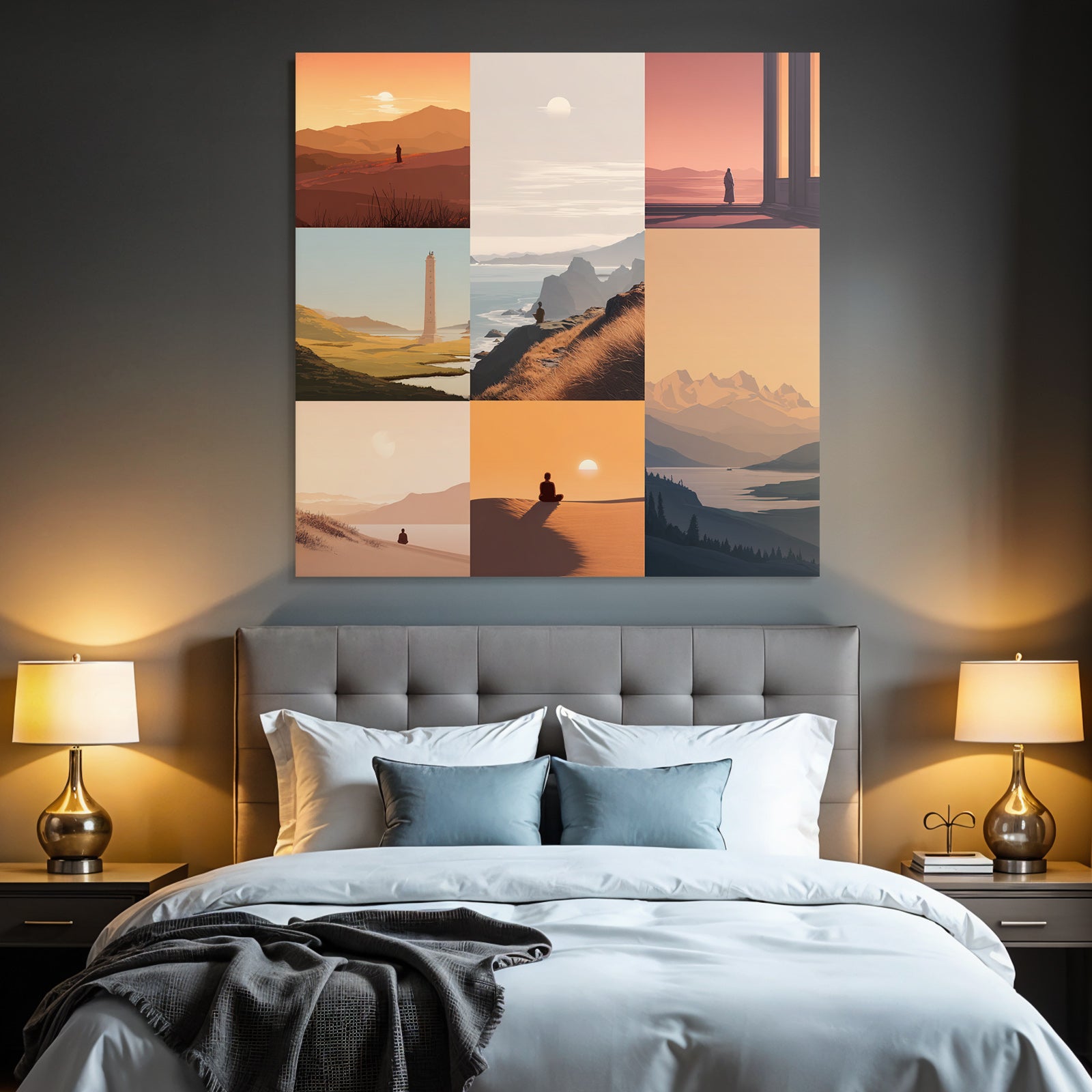Yoga Meditation Ruhige Landschaften Sonnenaufgang Und Sonnenuntergang Collage | Yoga und Meditation | Themen und Hobbys