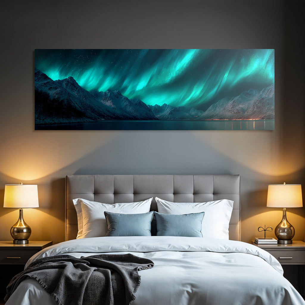 Polarlicht Auroraborealis Naturphänomen Grüne Blaue Lichter Sternenhimmel | Fjorde und Gletscher | Landschaften