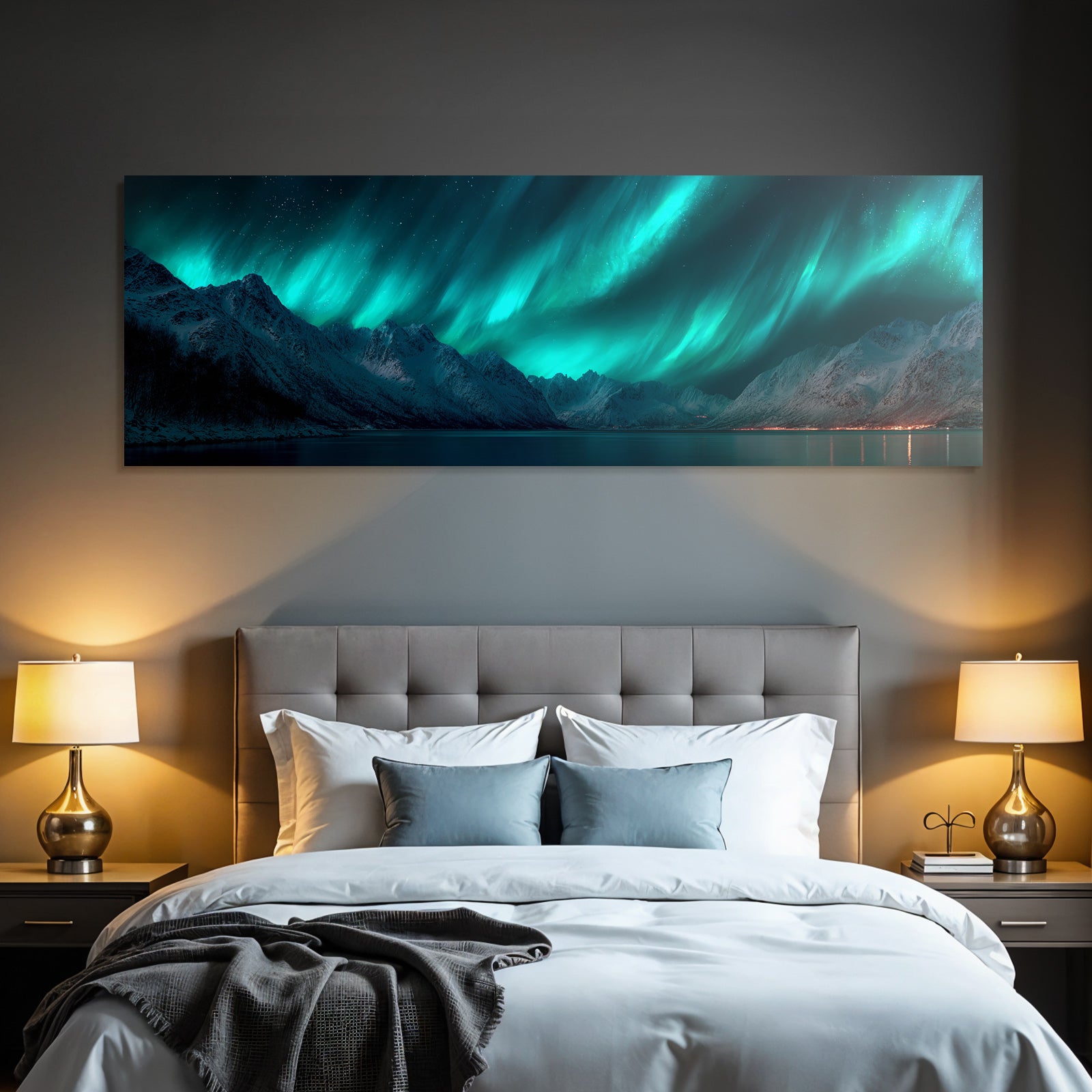 Polarlicht Auroraborealis Naturphänomen Grüne Blaue Lichter Sternenhimmel | Fjorde und Gletscher | Landschaften