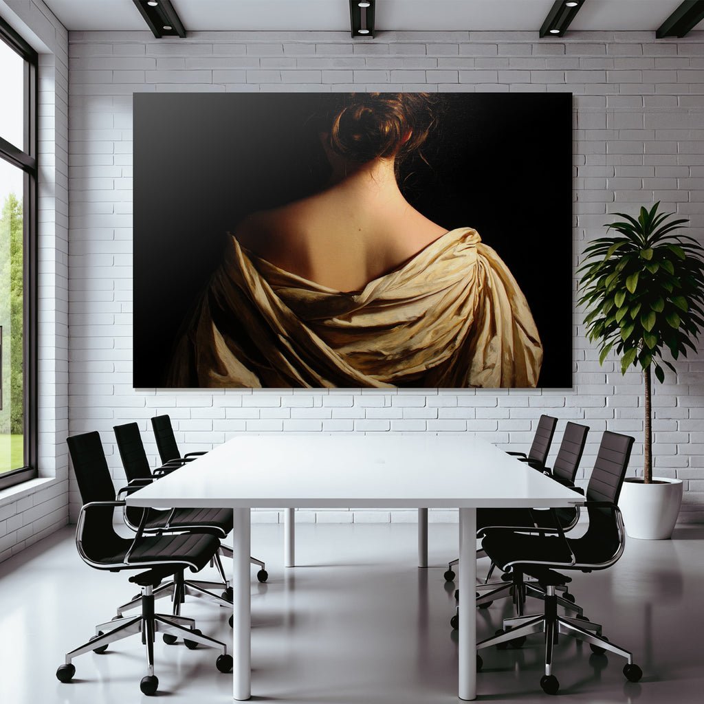 Elegante Rückenansicht Mit Flouwendem Gewand Gemalt | Aktkunst und Sinnlichkeit | Menschen und Emotionen