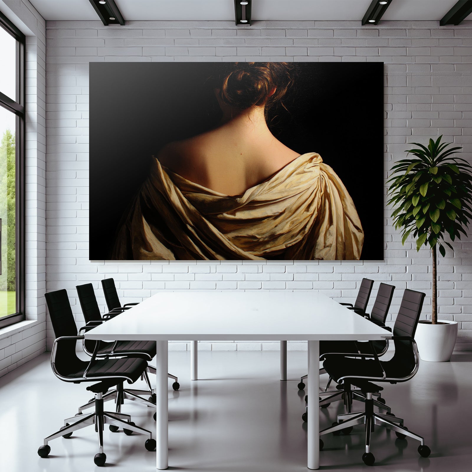 Elegante Rückenansicht Mit Flouwendem Gewand Gemalt | Aktkunst und Sinnlichkeit | Menschen und Emotionen