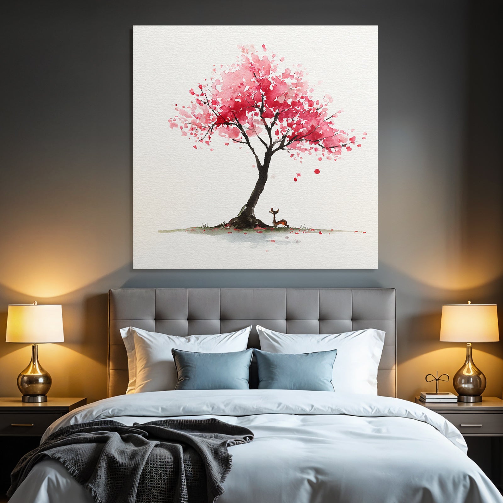 Reh Unter Dem Rosabluhenden Baum