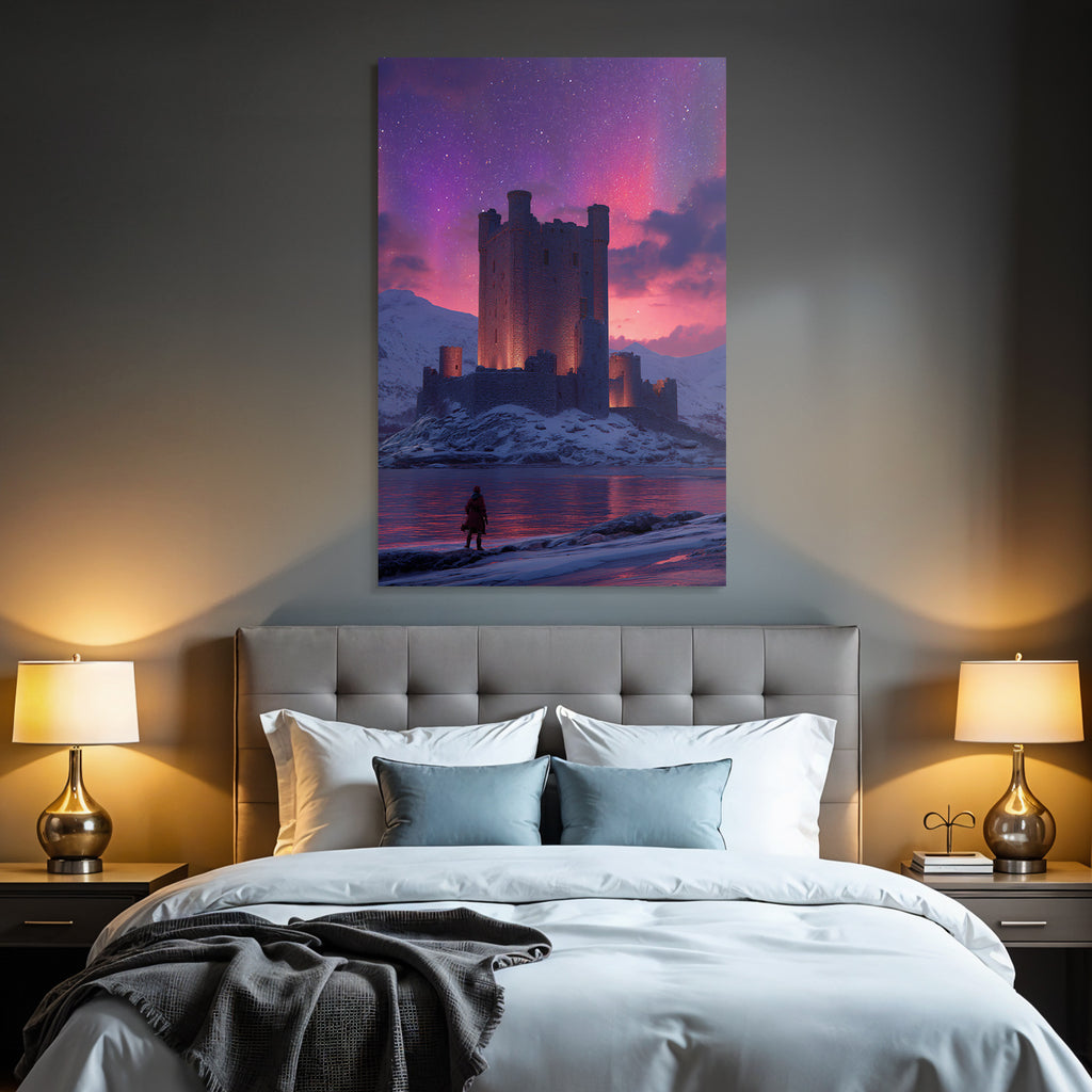 Polarlicht Mittelalterliches Schloss Am See Bei Twilight Mit Reflexionen Und Sternen | Fjorde und Gletscher | Landschaften