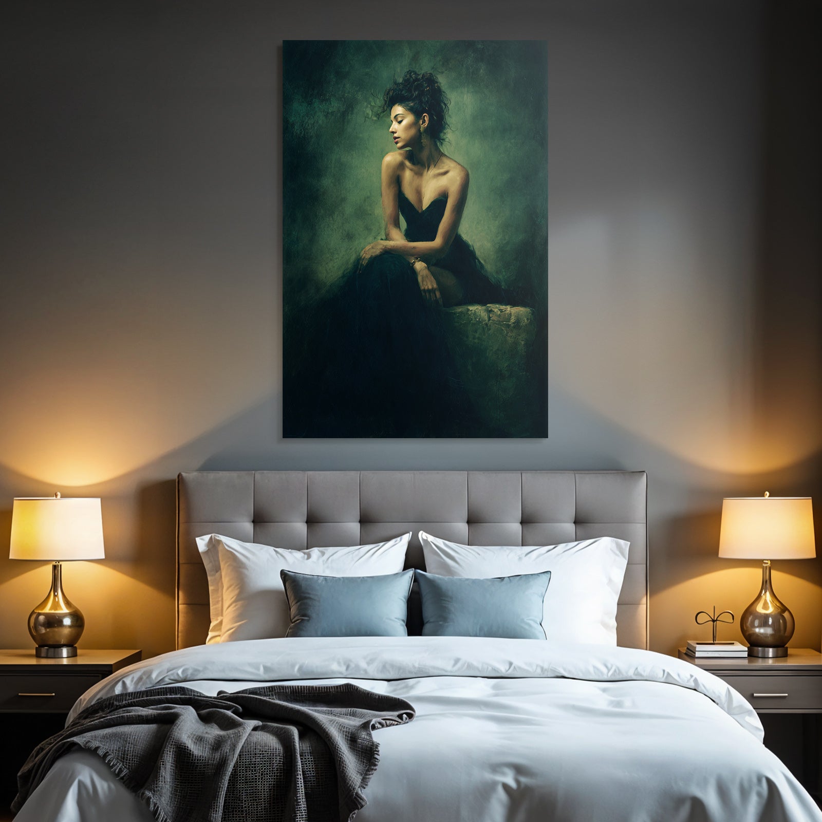 Dunkles Kleid Sitzende Frau Moody Atmosphäre | Aktkunst und Sinnlichkeit | Menschen und Emotionen